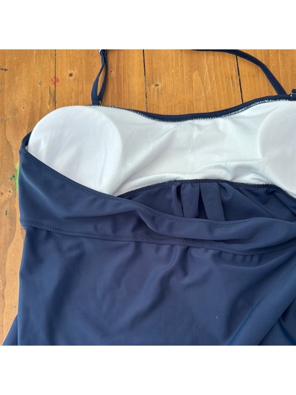 Navy Blue Halter bathing suit top women’s xl - Picture 3 of 10